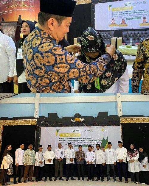 Bengkalis-Kepala MTsN 4 Bengkalis bersama K3M Mandau-Bathin Solapan ikuti jalan santai kerukunan umat beragama pada hari amal bhakti ke-77 kementerian agama di kabupaten Bengkalis.